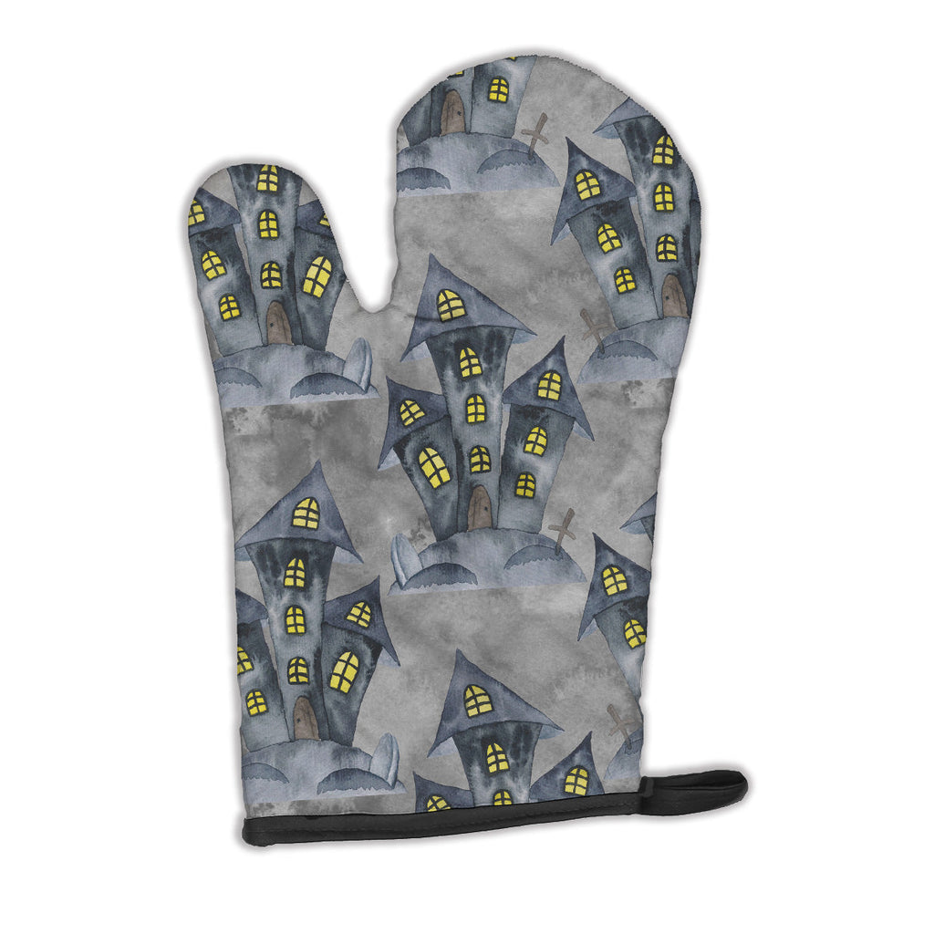 Watecolor Halloween Haunted House Oven Mitt Heat Resistant Thick Oven Mitt for Hot Pans and Oven, Kitchen Mitt Protect Hands, Cooking Baking Glove