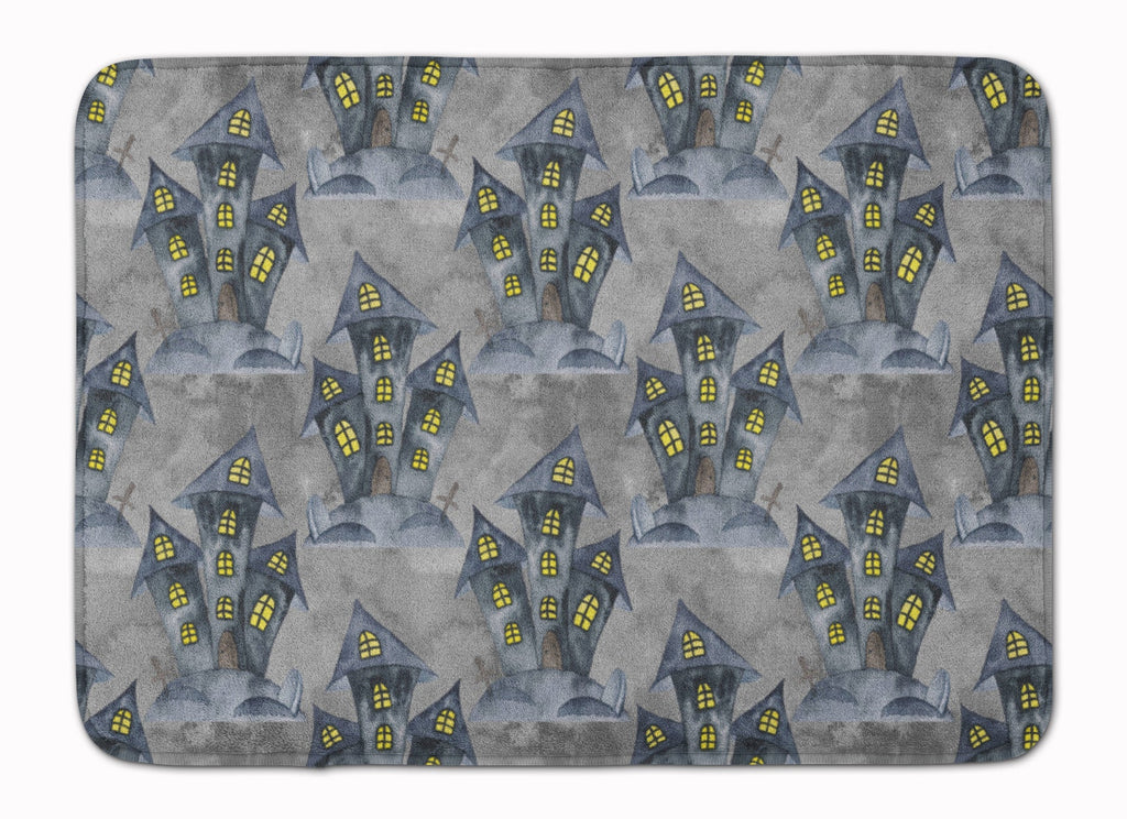 Watecolor Halloween Haunted House Memory Foam Kitchen Mat Machine Washable Anti-Fatigue Cushion Comfort Bath or Kitchen Rug
