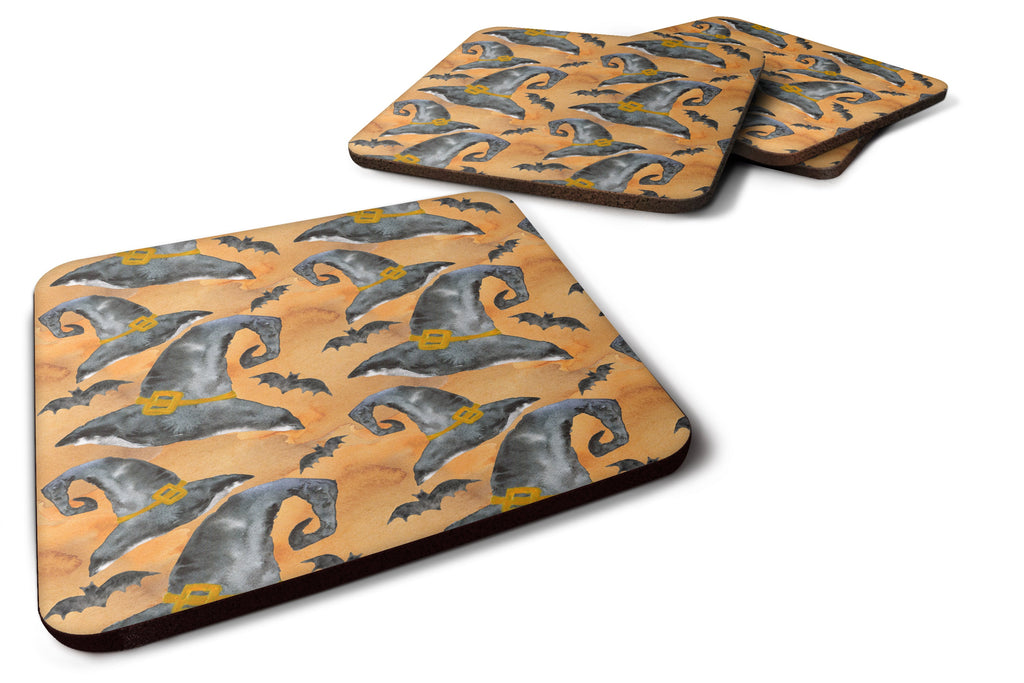 Watecolor Halloween Witches Hat Foam Coasters Set of 4 Cup Coasters for Indoor Outdoor, Tabletop Protection, Anti Slip, Mouse pad Material