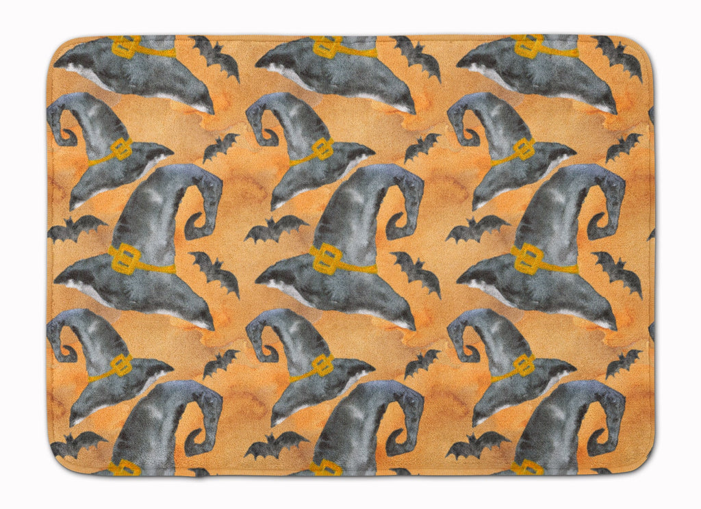 Watecolor Halloween Witches Hat Memory Foam Kitchen Mat Machine Washable Anti-Fatigue Cushion Comfort Bath or Kitchen Rug