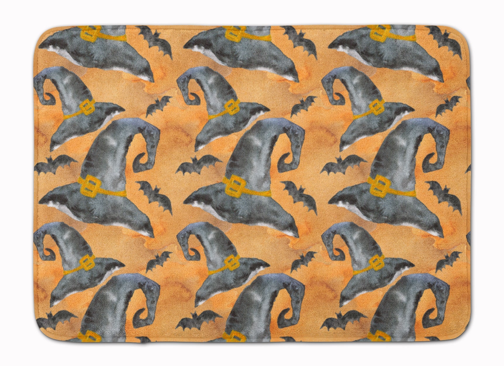 Watecolor Halloween Witches Hat Memory Foam Kitchen Mat Machine Washable Anti-Fatigue Cushion Comfort Bath or Kitchen Rug