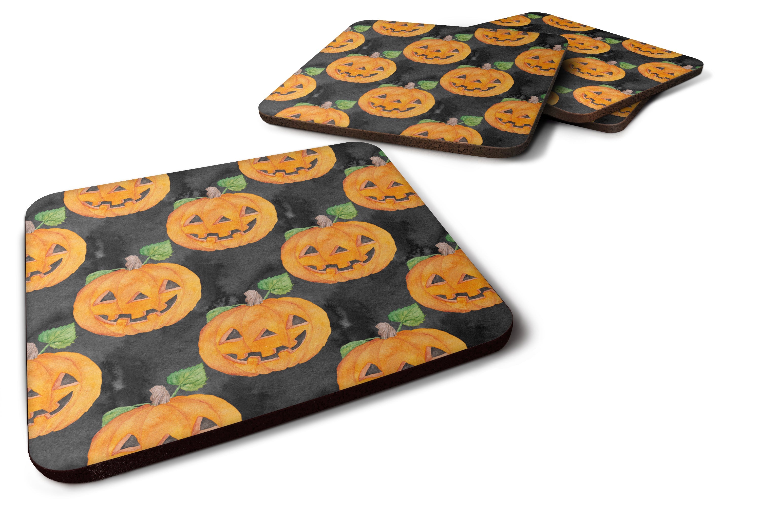 Watecolor Halloween Jack-O-Lantern Foam Coasters Set of 4 Cup Coasters for Indoor Outdoor, Tabletop Protection, Anti Slip, Mouse pad Material