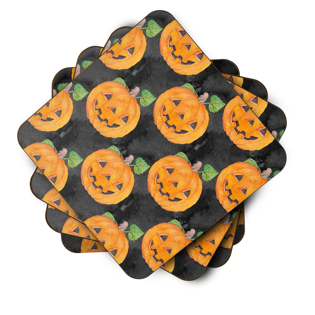 Watecolor Halloween Jack-O-Lantern Foam Coasters Set of 4 Cup Coasters for Indoor Outdoor, Tabletop Protection, Anti Slip, Mouse pad Material