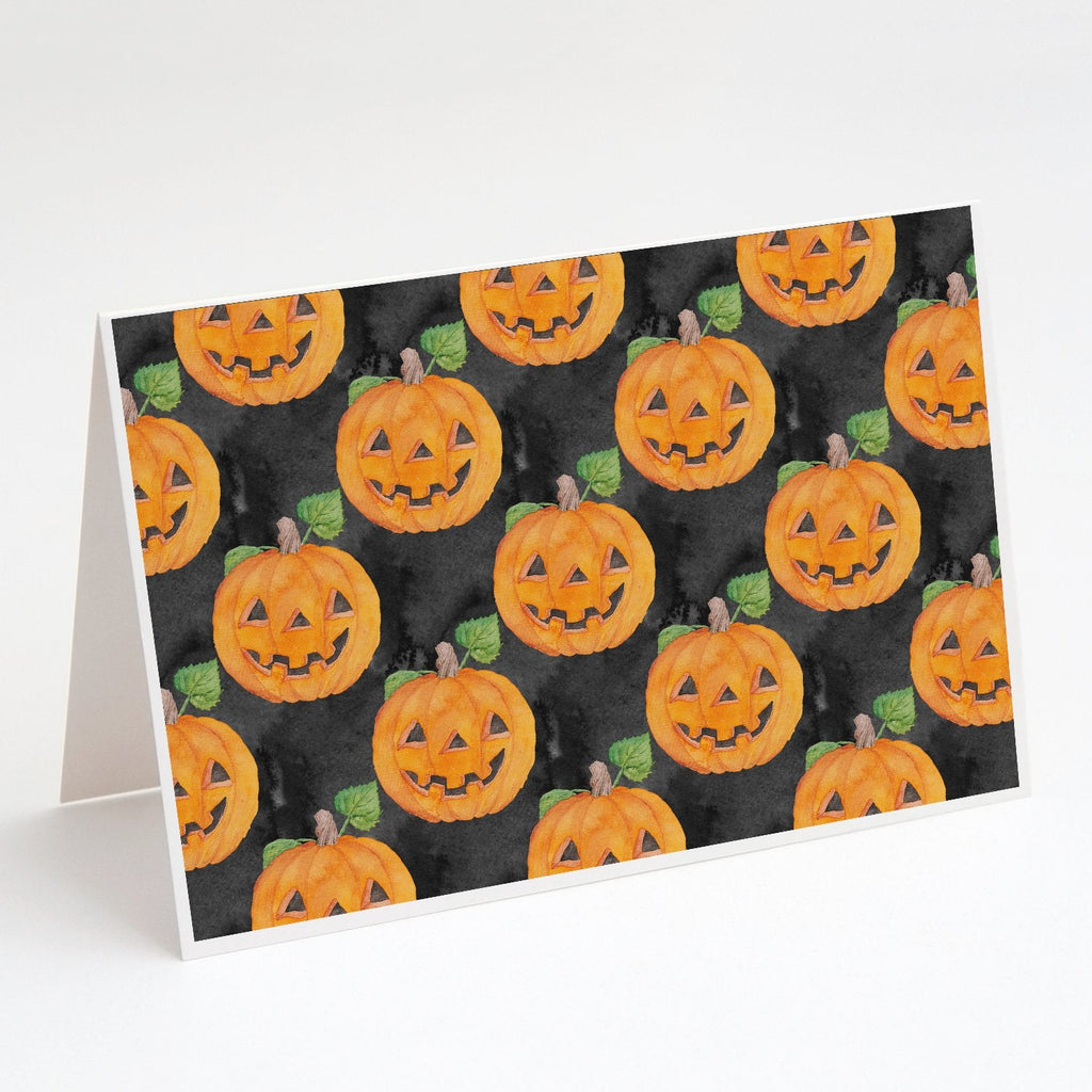 Watecolor Halloween Jack-O-Lantern Greeting Cards Pack of 8 Blank Cards with Envelopes Whimsical A7 Size 5x7