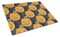 Watecolor Halloween Jack-O-Lantern Cutting Board Tempered Glass Kitchen Cutting Surface, Heat Resistant Chopping, Non-Slip Feet, Food Prep & Serving