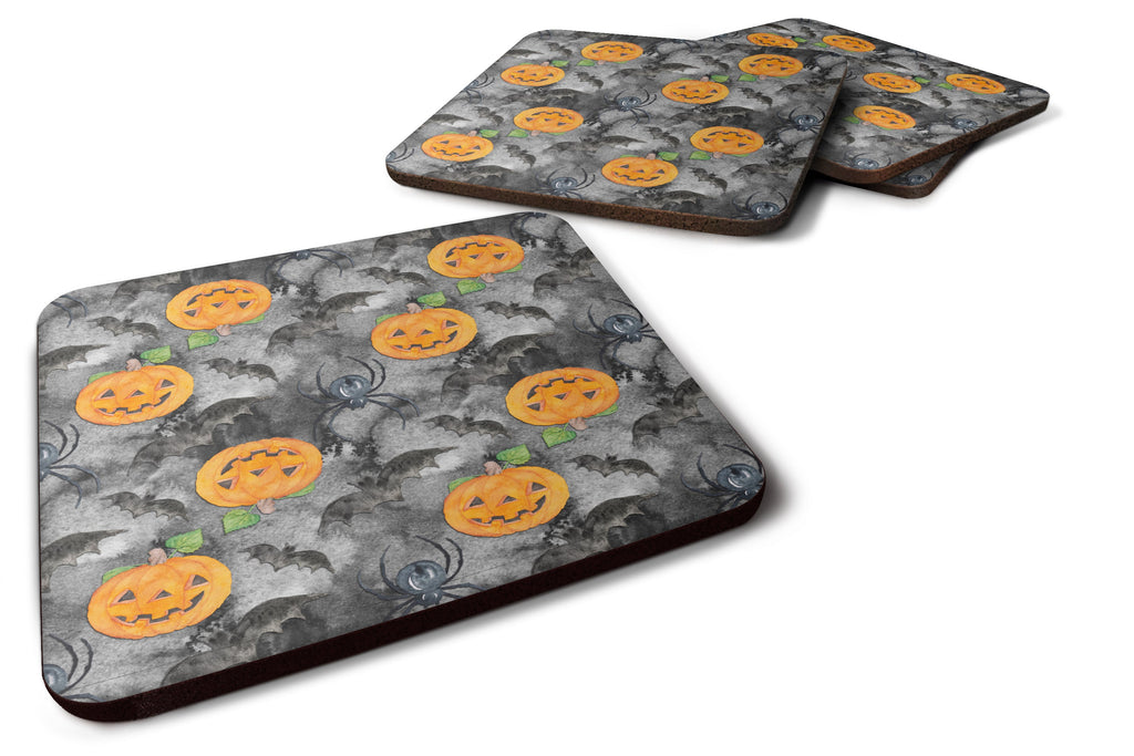 Watecolor Halloween Jack-O-Lantern Bats Foam Coasters Set of 4 Cup Coasters for Indoor Outdoor, Tabletop Protection, Anti Slip, Mouse pad Material