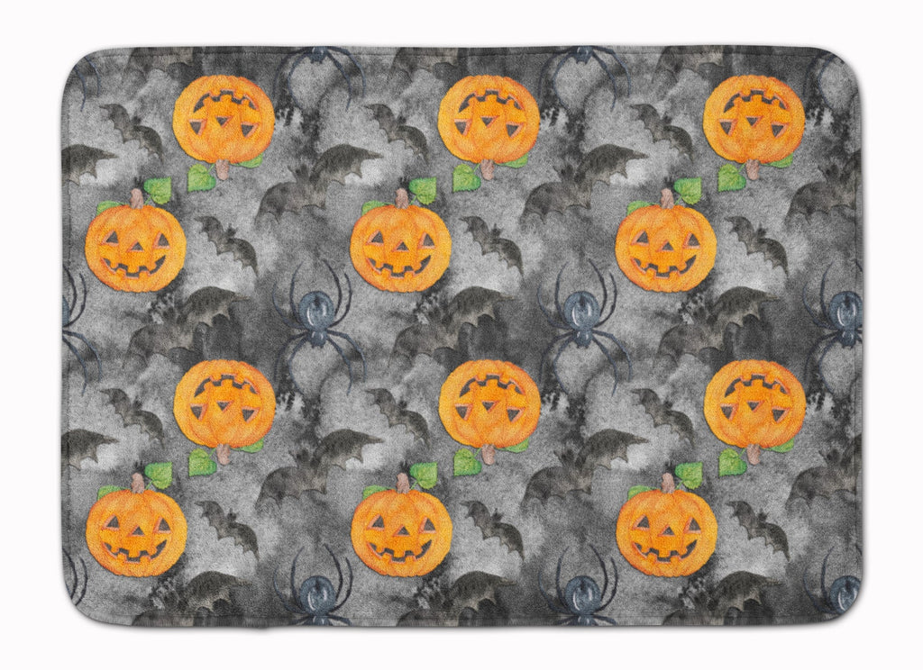 Watecolor Halloween Jack-O-Lantern Bats Memory Foam Kitchen Mat Machine Washable Anti-Fatigue Cushion Comfort Bath or Kitchen Rug
