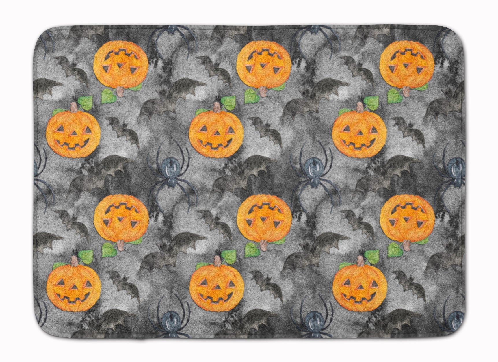 Watecolor Halloween Jack-O-Lantern Bats Memory Foam Kitchen Mat Machine Washable Anti-Fatigue Cushion Comfort Bath or Kitchen Rug