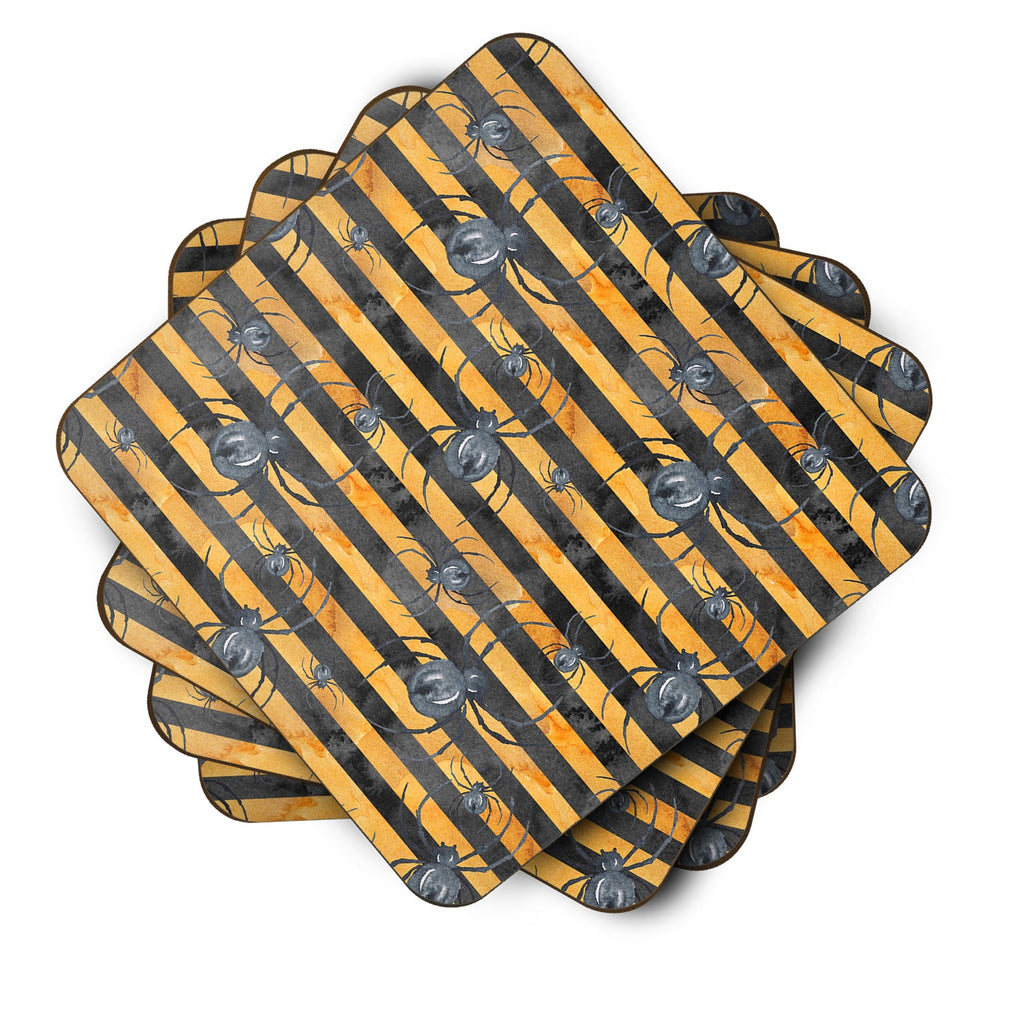 Watecolor Halloween Spiders Foam Coasters Set of 4 Cup Coasters for Indoor Outdoor, Tabletop Protection, Anti Slip, Mouse pad Material