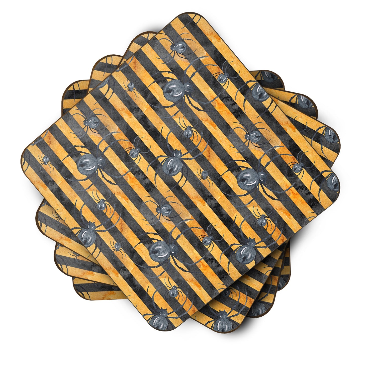 Watecolor Halloween Spiders Foam Coasters Set of 4 Cup Coasters for Indoor Outdoor, Tabletop Protection, Anti Slip, Mouse pad Material
