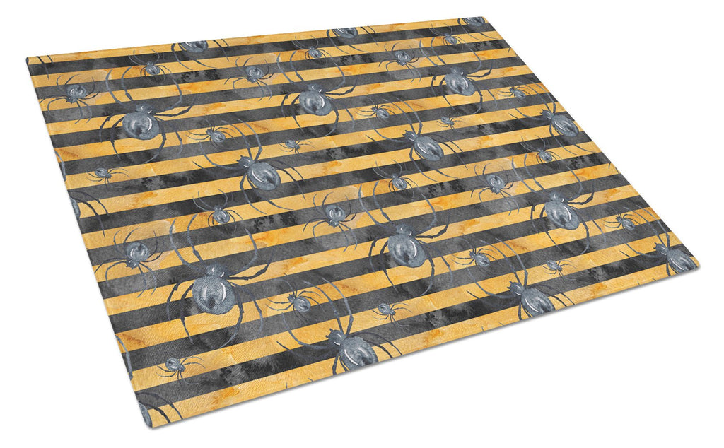 Watecolor Halloween Spiders Cutting Board Tempered Glass Kitchen Cutting Surface, Heat Resistant Chopping, Non-Slip Feet, Food Prep & Serving