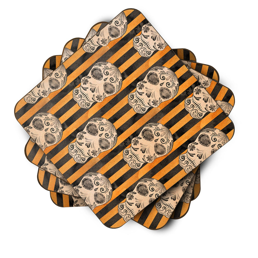 Watecolor Halloween Day of the Dead Head Foam Coasters Set of 4 Cup Coasters for Indoor Outdoor, Tabletop Protection, Anti Slip, Mouse pad Material