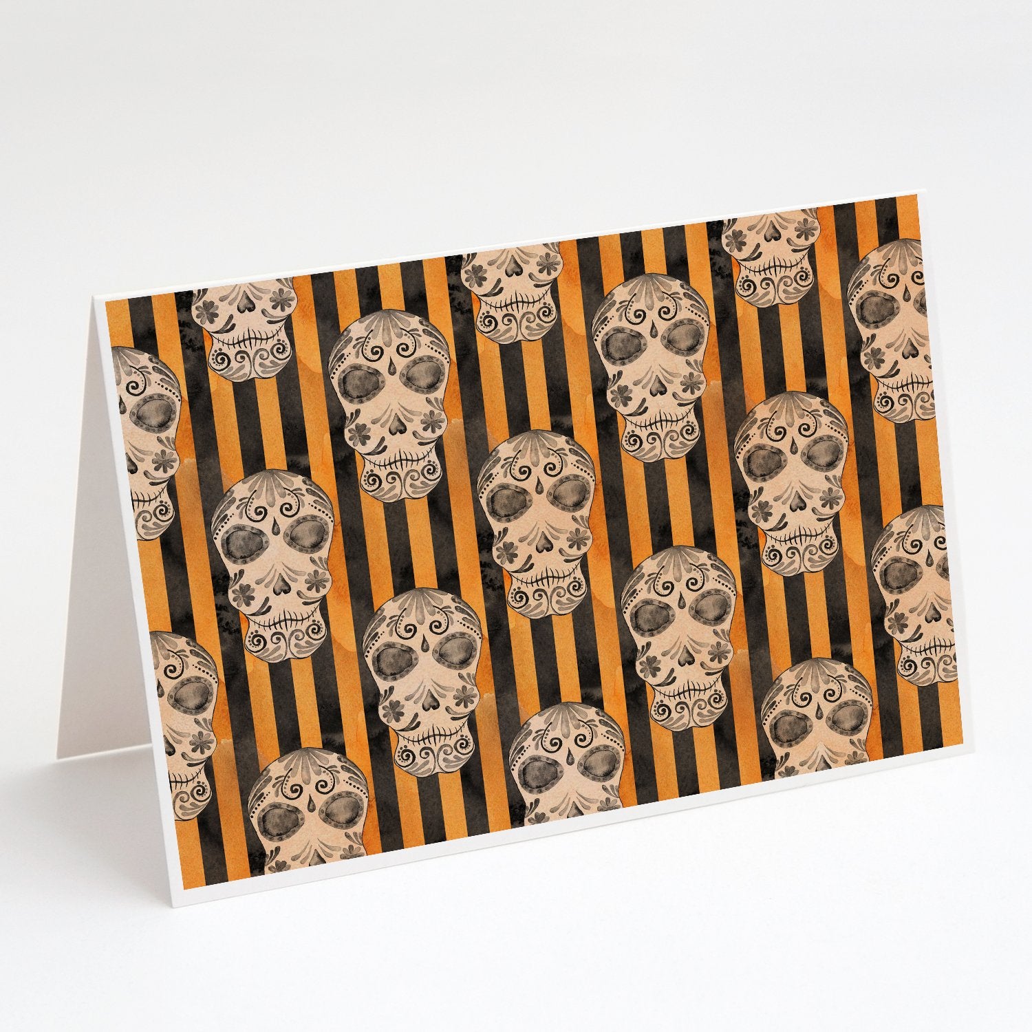 Watecolor Halloween Day of the Dead Head Greeting Cards Pack of 8 Blank Cards with Envelopes Whimsical A7 Size 5x7