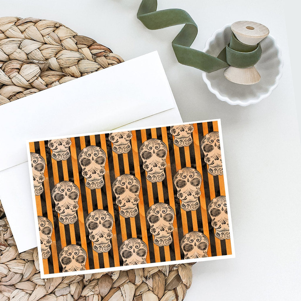 Watecolor Halloween Day of the Dead Head Greeting Cards Pack of 8 Blank Cards with Envelopes Whimsical A7 Size 5x7