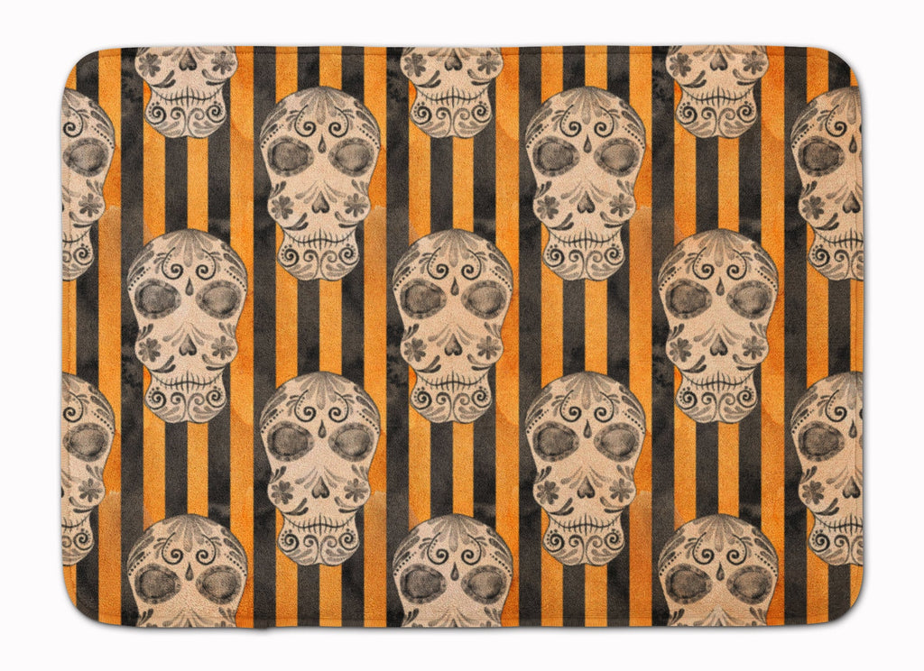 Watecolor Halloween Day of the Dead Head Memory Foam Kitchen Mat Machine Washable Anti-Fatigue Cushion Comfort Bath or Kitchen Rug