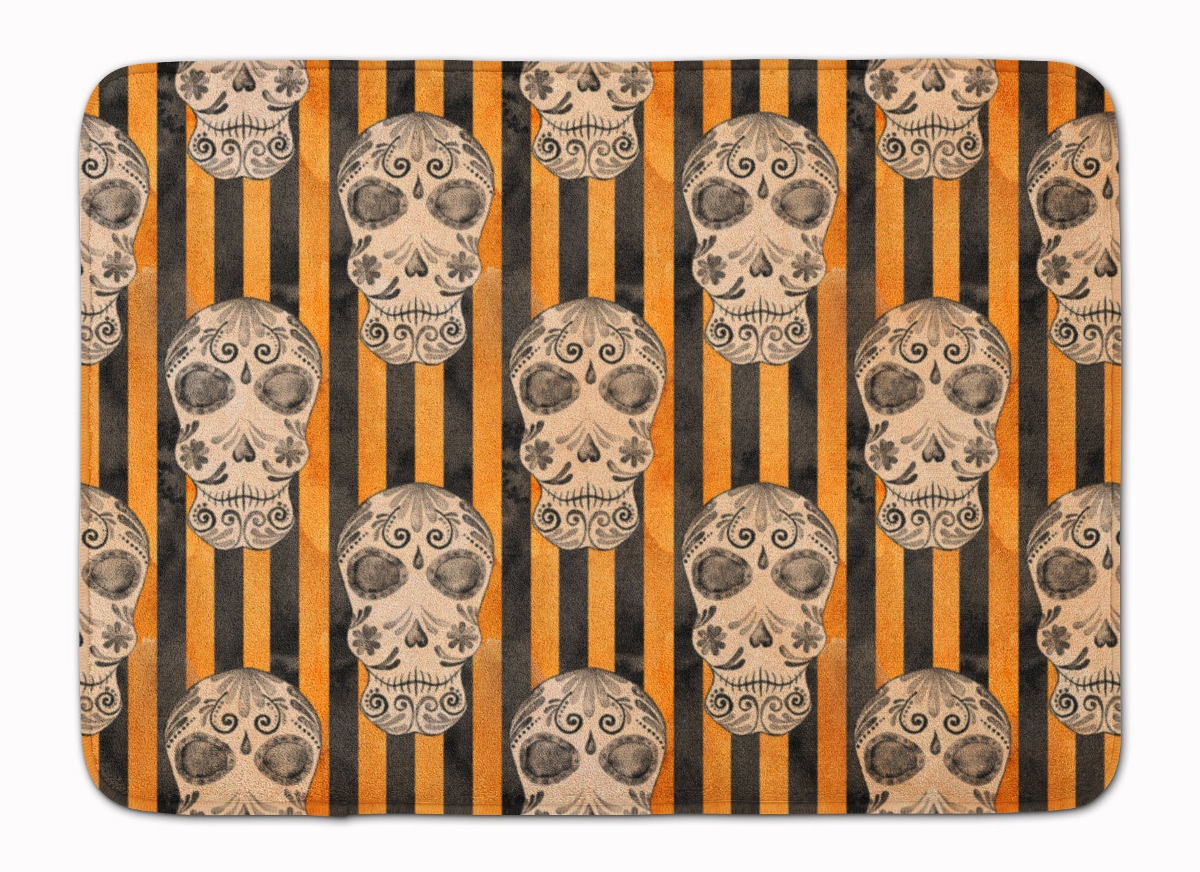 Watecolor Halloween Day of the Dead Head Memory Foam Kitchen Mat Machine Washable Anti-Fatigue Cushion Comfort Bath or Kitchen Rug