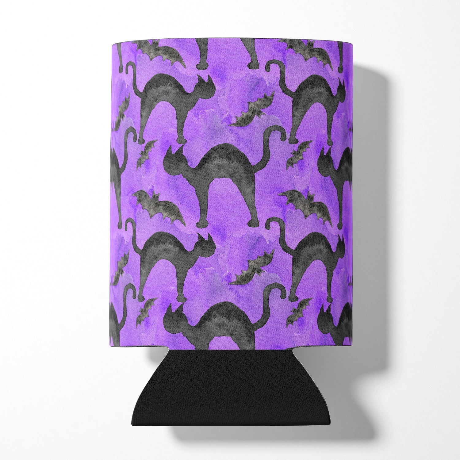 Watecolor Halloween Black Cats on Purple Can or Bottle Hugger Cooler Sleeve for Standard 12 oz Cans, Insulated Foam Beer & Soda Can Hugger Reusable