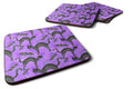 Watecolor Halloween Black Cats on Purple Foam Coasters Set of 4 Cup Coasters for Indoor Outdoor, Tabletop Protection, Anti Slip, Mouse pad Material