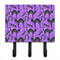 Watecolor Halloween Black Cats on Purple Leash or Key Holder Wall Hooks, Coat Rack Wall Mount, for Hanging Keys, Towels, Aprons, Leashes