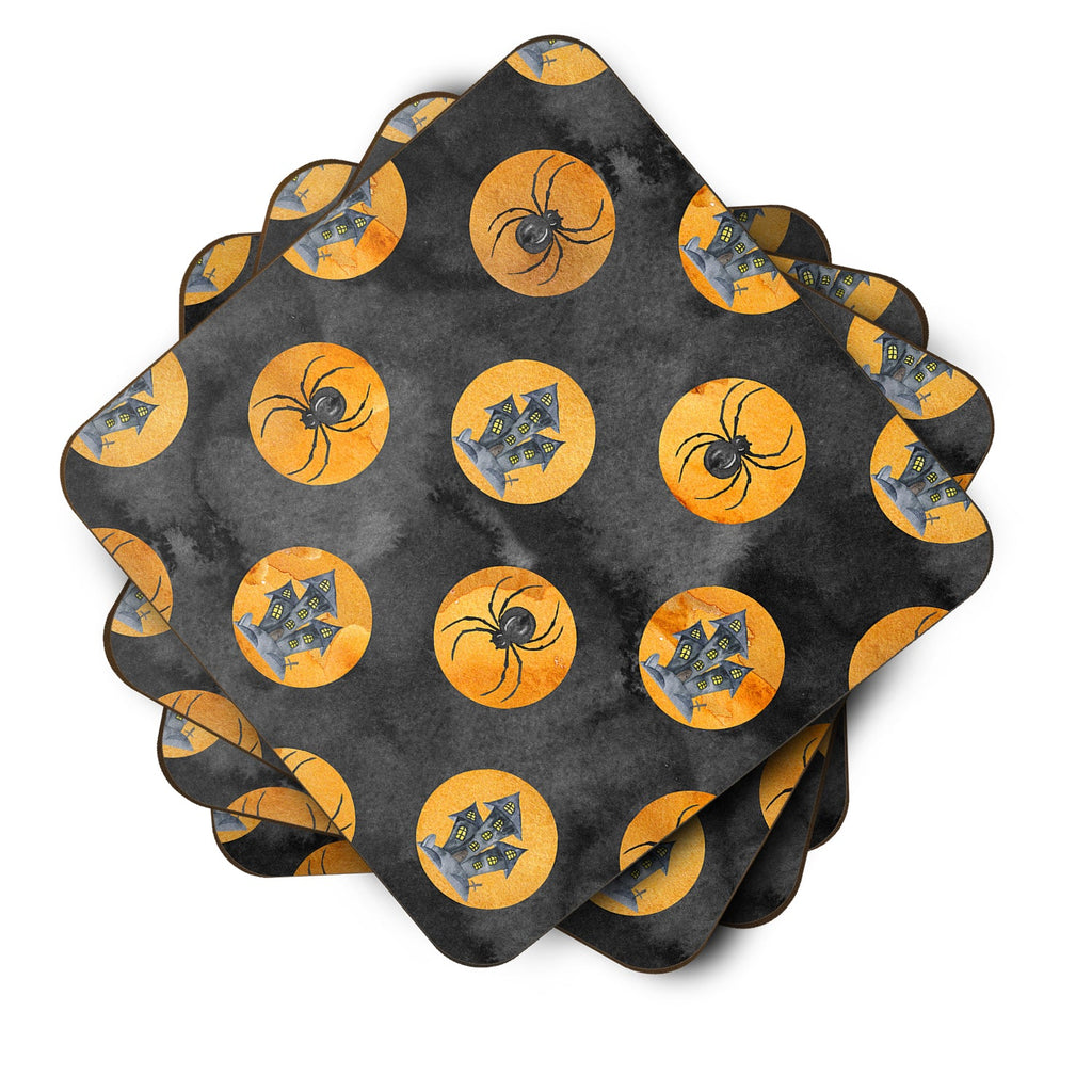 Watecolor Halloween Circles Foam Coasters Set of 4 Cup Coasters for Indoor Outdoor, Tabletop Protection, Anti Slip, Mouse pad Material