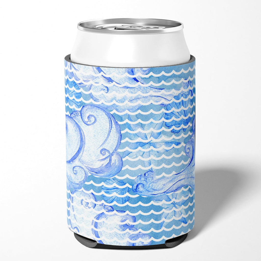 Beach Watercolor Abstract Waves Can or Bottle Hugger Cooler Sleeve for Standard 12 oz Cans, Insulated Foam Beer & Soda Can Hugger Reusable