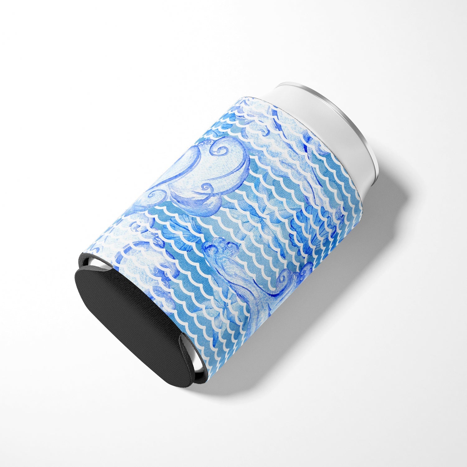 Beach Watercolor Abstract Waves Can or Bottle Hugger Cooler Sleeve for Standard 12 oz Cans, Insulated Foam Beer & Soda Can Hugger Reusable