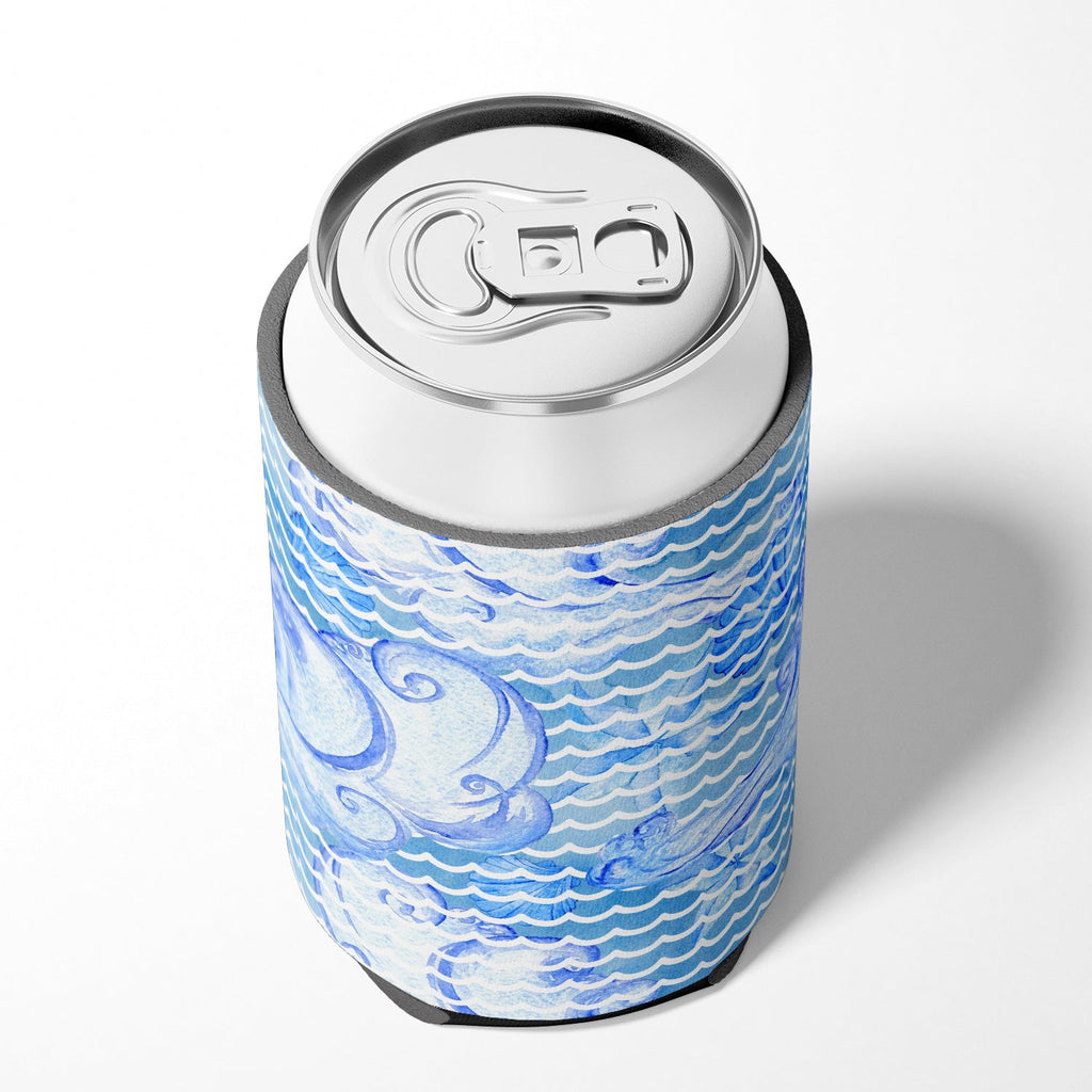 Beach Watercolor Abstract Waves Can or Bottle Hugger Cooler Sleeve for Standard 12 oz Cans, Insulated Foam Beer & Soda Can Hugger Reusable
