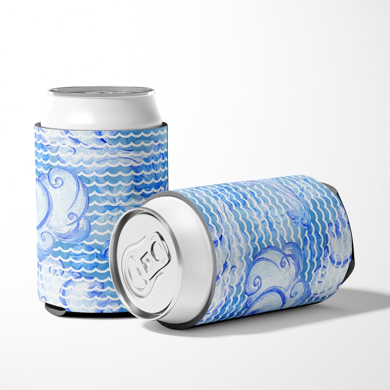 Beach Watercolor Abstract Waves Can or Bottle Hugger Cooler Sleeve for Standard 12 oz Cans, Insulated Foam Beer & Soda Can Hugger Reusable
