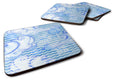 Beach Watercolor Abstract Waves Foam Coasters Set of 4 Cup Coasters for Indoor Outdoor, Tabletop Protection, Anti Slip, Mouse pad Material