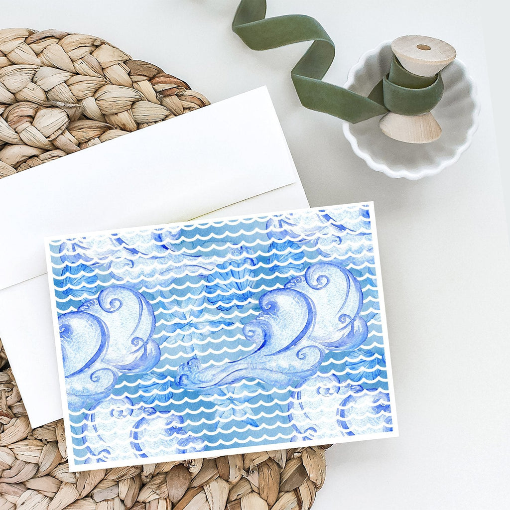 Beach Watercolor Abstract Waves Greeting Cards Pack of 8 Blank Cards with Envelopes Whimsical A7 Size 5x7