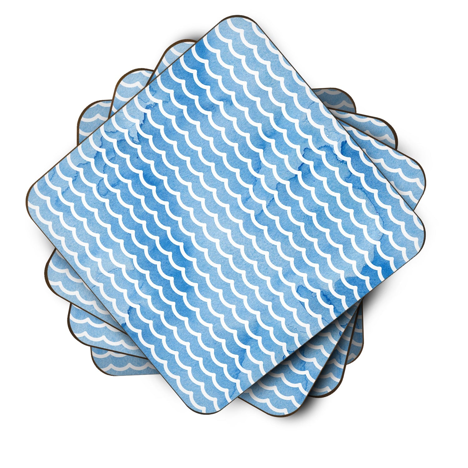 Beach Watercolor Waves Foam Coasters Set of 4 Cup Coasters for Indoor Outdoor, Tabletop Protection, Anti Slip, Mouse pad Material