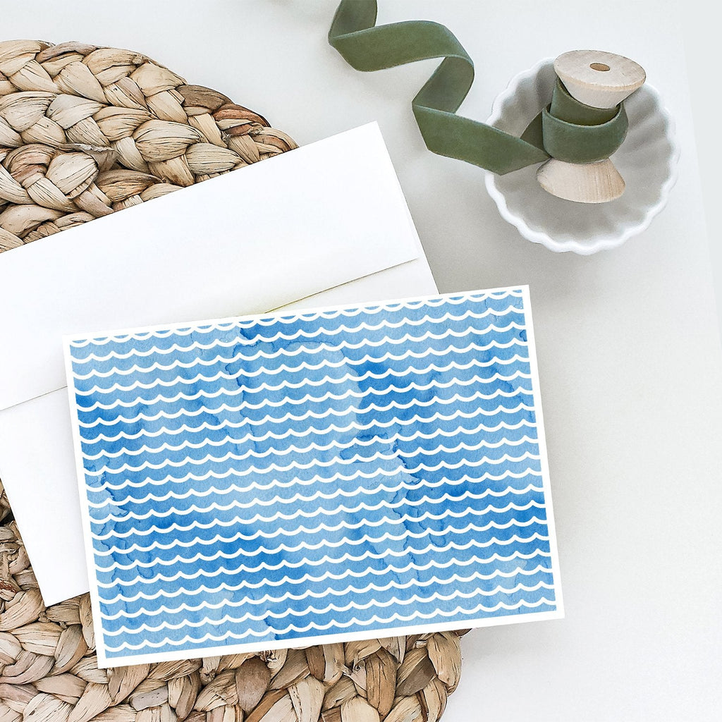 Beach Watercolor Waves Greeting Cards Pack of 8 Blank Cards with Envelopes Whimsical A7 Size 5x7