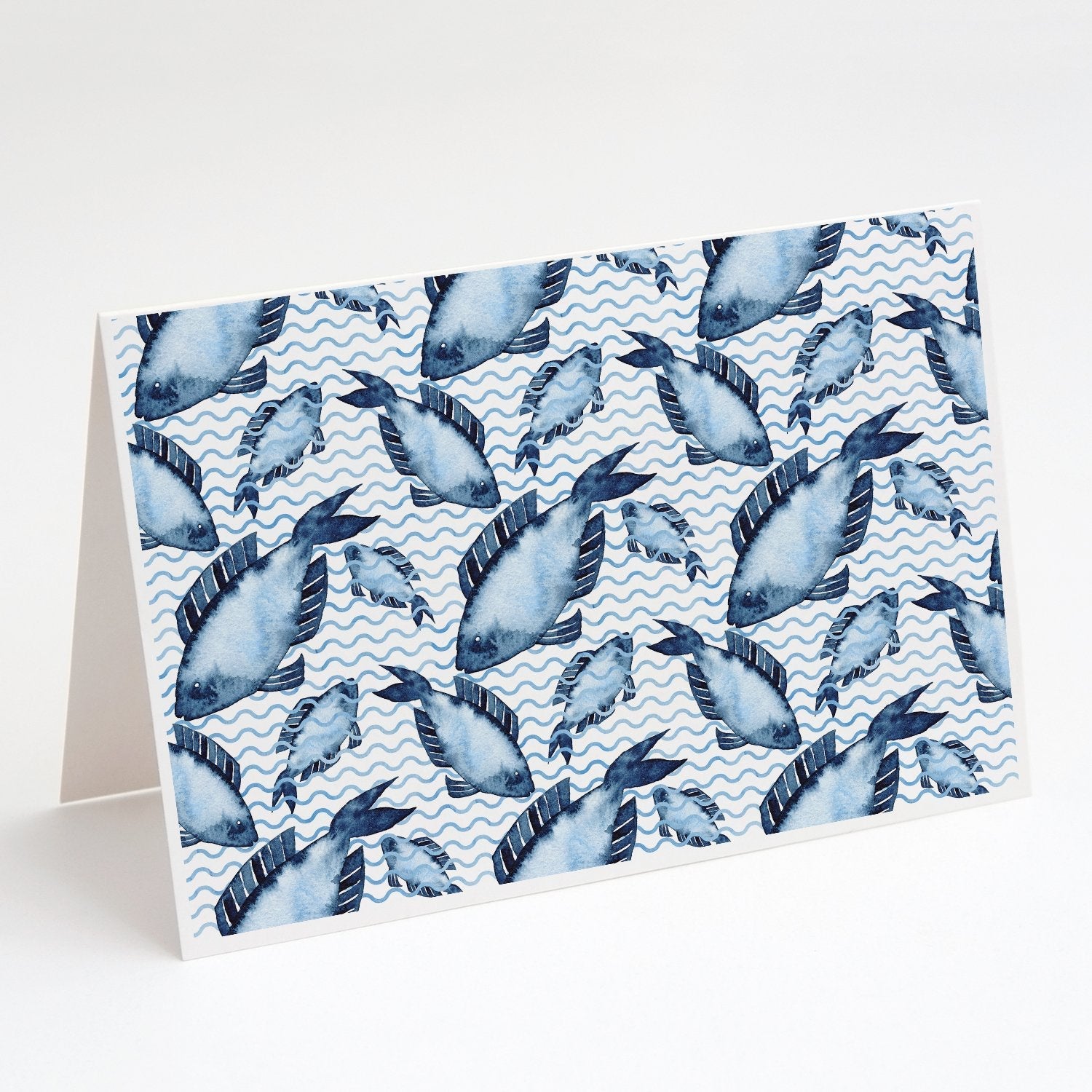 Beach Watercolor Fishes Greeting Cards Pack of 8 Blank Cards with Envelopes Whimsical A7 Size 5x7