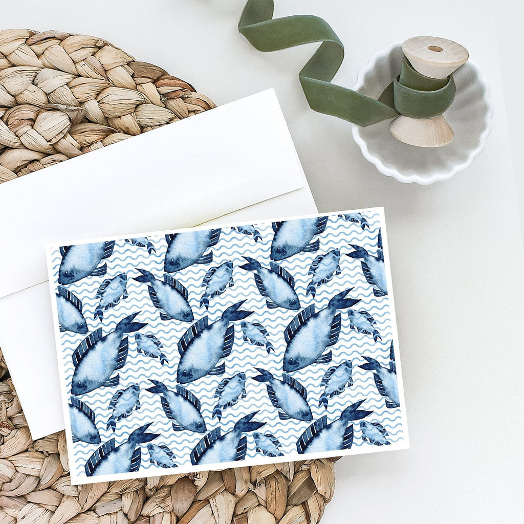 Beach Watercolor Fishes Greeting Cards Pack of 8 Blank Cards with Envelopes Whimsical A7 Size 5x7
