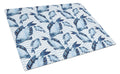 Beach Watercolor Fishes Cutting Board Tempered Glass Kitchen Cutting Surface, Heat Resistant Chopping, Non-Slip Feet, Food Prep & Serving