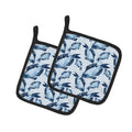 Beach Watercolor Fishes Pot Holder Set of 2 Heat Resistant Quilted Hot Pads 7.5 x 7.5 Inch, Insulated Kitchen Trivets for Cooking & Baking