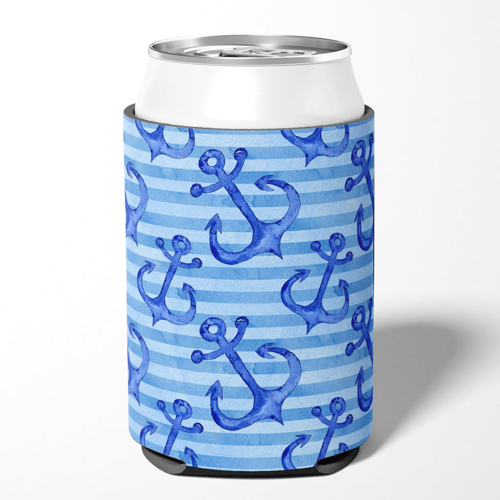 Beach Watercolor Anchors Can or Bottle Hugger Cooler Sleeve for Standard 12 oz Cans, Insulated Foam Beer & Soda Can Hugger Reusable