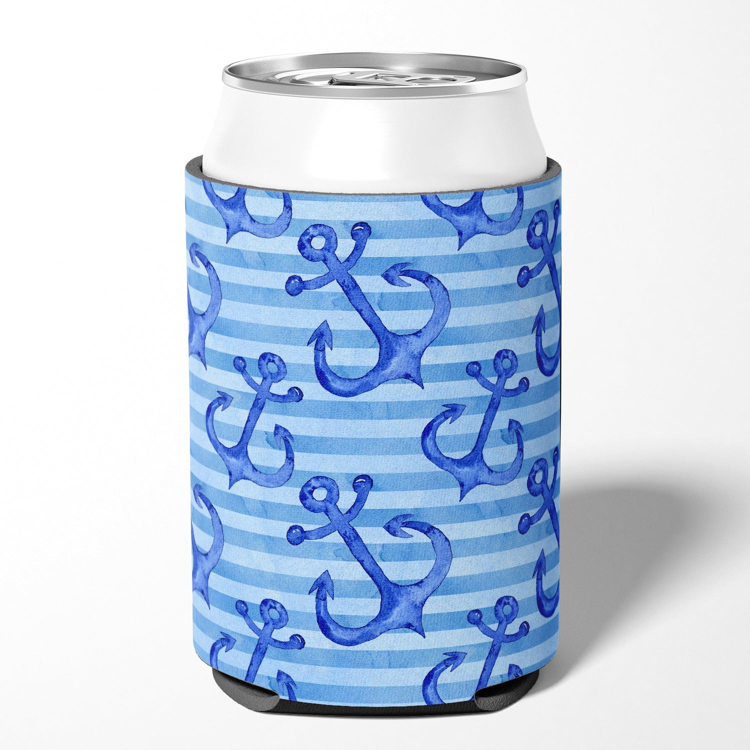 Beach Watercolor Anchors Can or Bottle Hugger Cooler Sleeve for Standard 12 oz Cans, Insulated Foam Beer & Soda Can Hugger Reusable