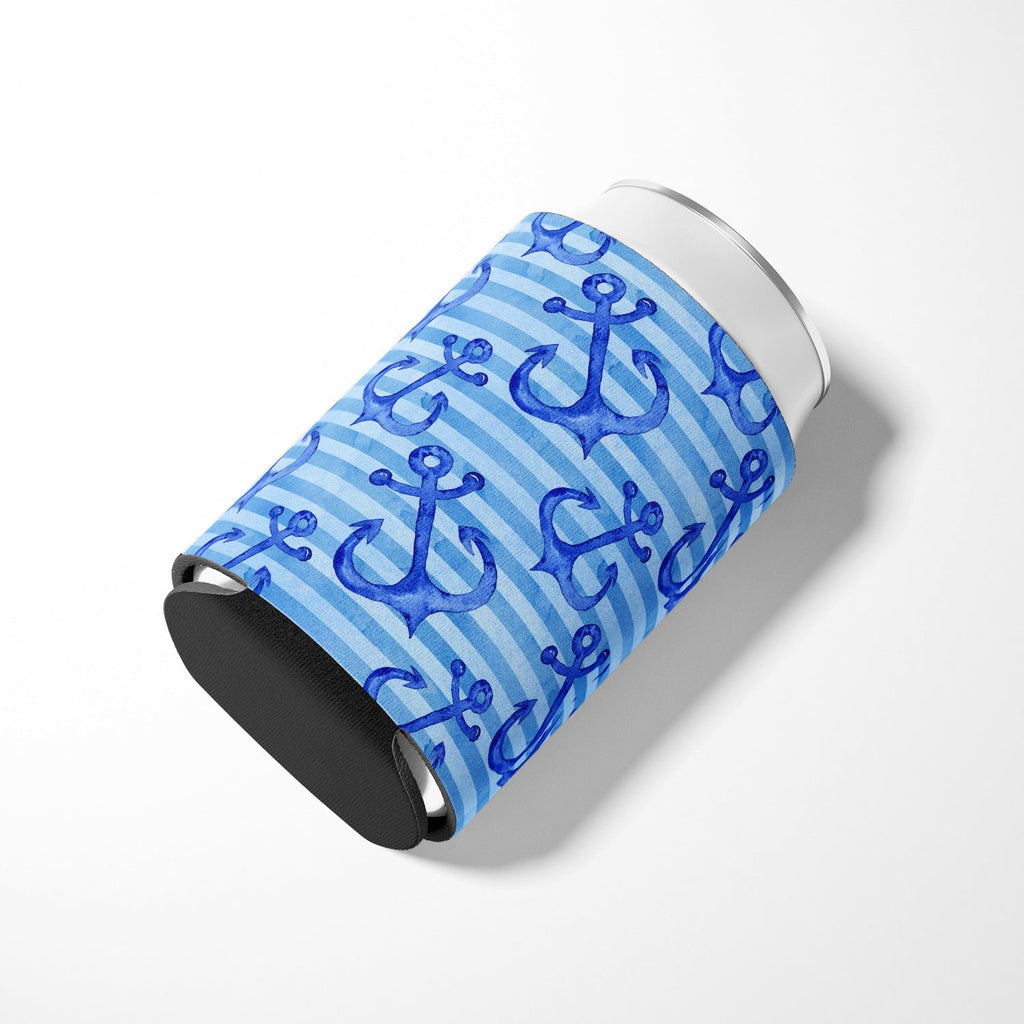 Beach Watercolor Anchors Can or Bottle Hugger Cooler Sleeve for Standard 12 oz Cans, Insulated Foam Beer & Soda Can Hugger Reusable