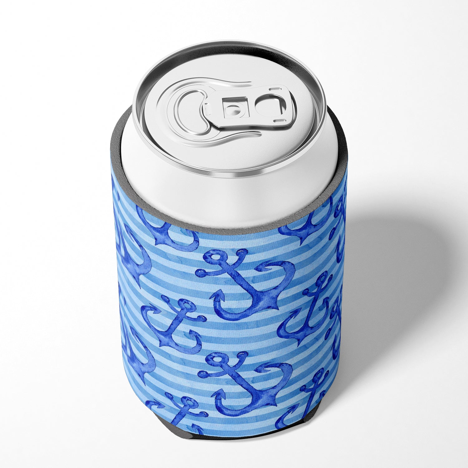 Beach Watercolor Anchors Can or Bottle Hugger Cooler Sleeve for Standard 12 oz Cans, Insulated Foam Beer & Soda Can Hugger Reusable