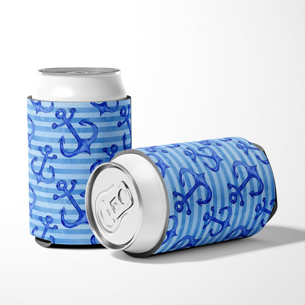 Beach Watercolor Anchors Can or Bottle Hugger Cooler Sleeve for Standard 12 oz Cans, Insulated Foam Beer & Soda Can Hugger Reusable
