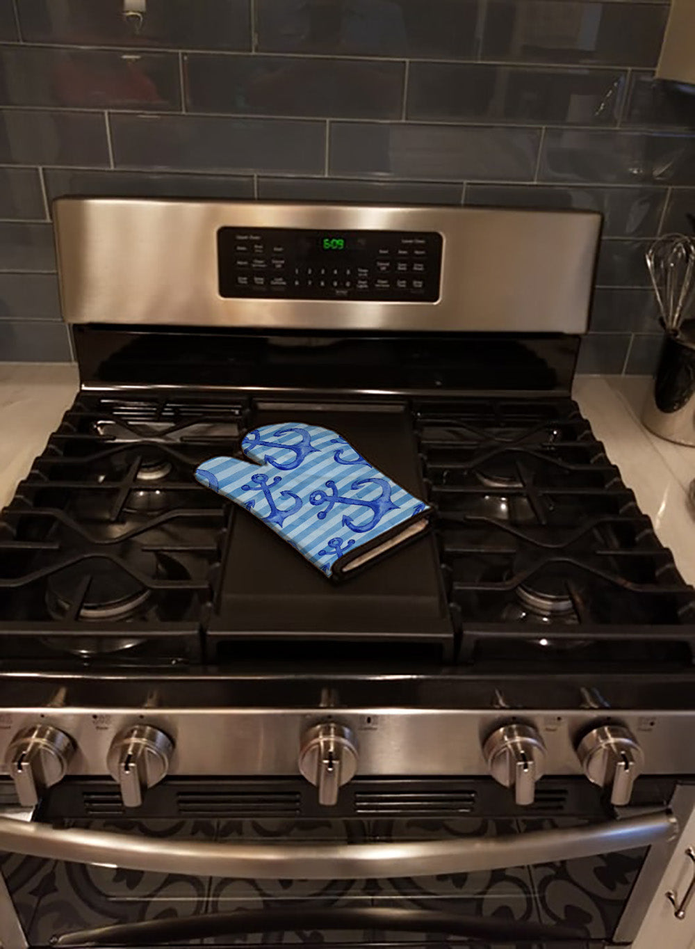 Beach Watercolor Anchors Oven Mitt Heat Resistant Thick Oven Mitt for Hot Pans and Oven, Kitchen Mitt Protect Hands, Cooking Baking Glove