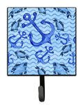 Beach Watercolor Anchors and Fish Leash or Key Holder Wall Hooks, Key Hooks Holder, Coat Rack Wall Mount, Coat Hooks, Hooks for Hanging Keys, Towels, Aprons, Leashes