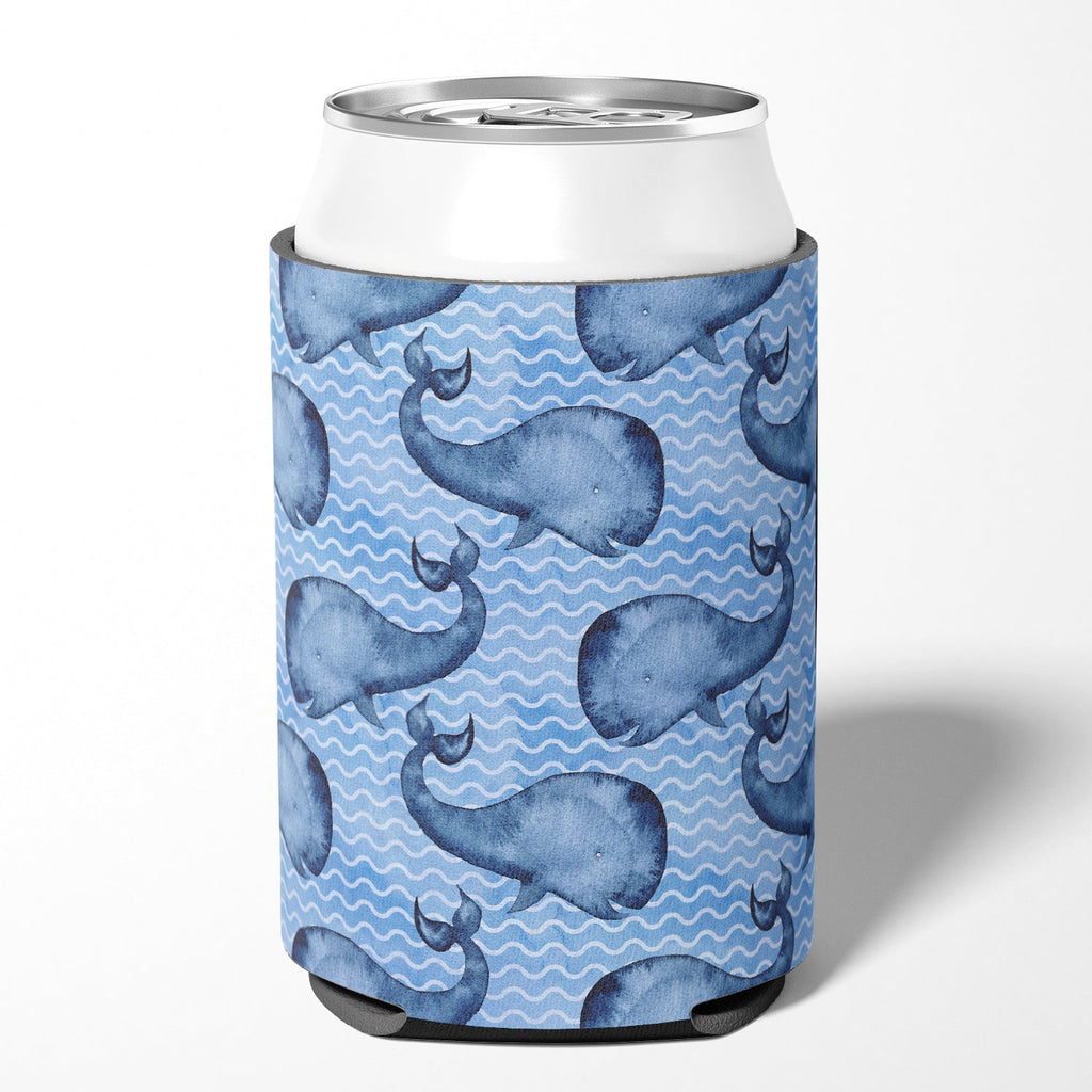 Beach Watercolor Whales Can or Bottle Hugger Cooler Sleeve for Standard 12 oz Cans, Insulated Foam Beer & Soda Can Hugger Reusable