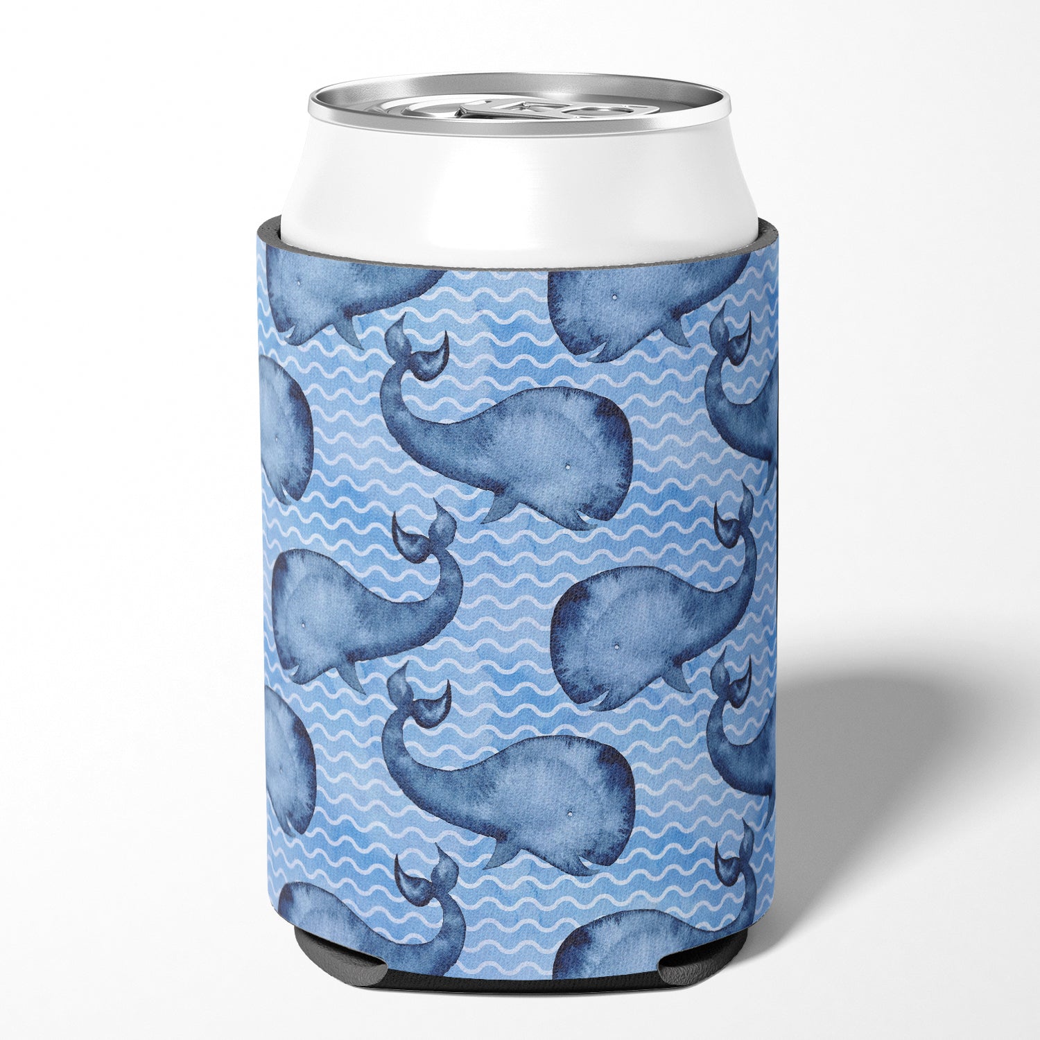 Beach Watercolor Whales Can or Bottle Hugger Cooler Sleeve for Standard 12 oz Cans, Insulated Foam Beer & Soda Can Hugger Reusable