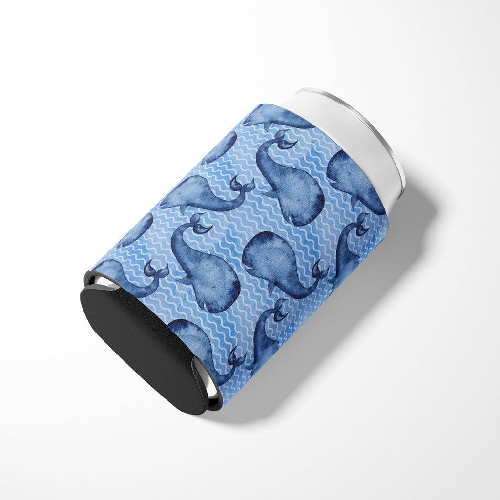 Beach Watercolor Whales Can or Bottle Hugger Cooler Sleeve for Standard 12 oz Cans, Insulated Foam Beer & Soda Can Hugger Reusable