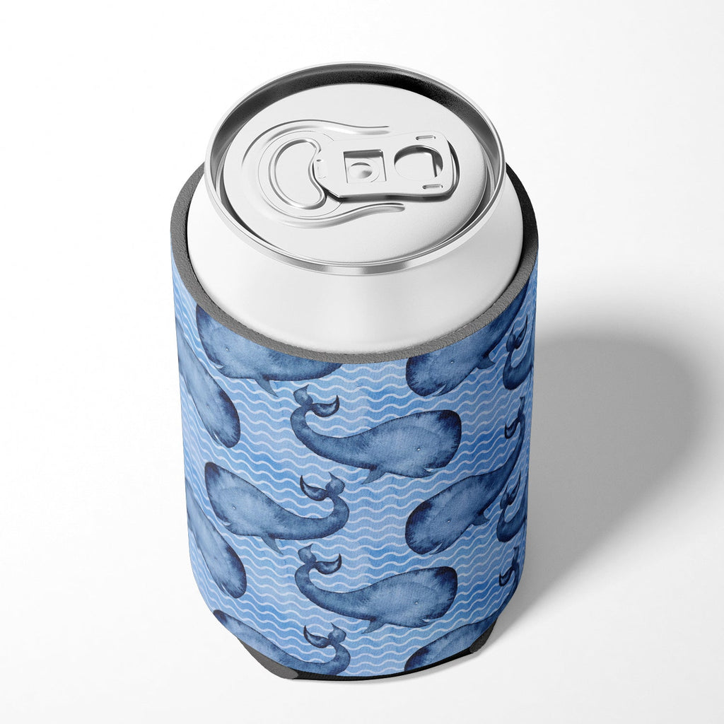 Beach Watercolor Whales Can or Bottle Hugger Cooler Sleeve for Standard 12 oz Cans, Insulated Foam Beer & Soda Can Hugger Reusable