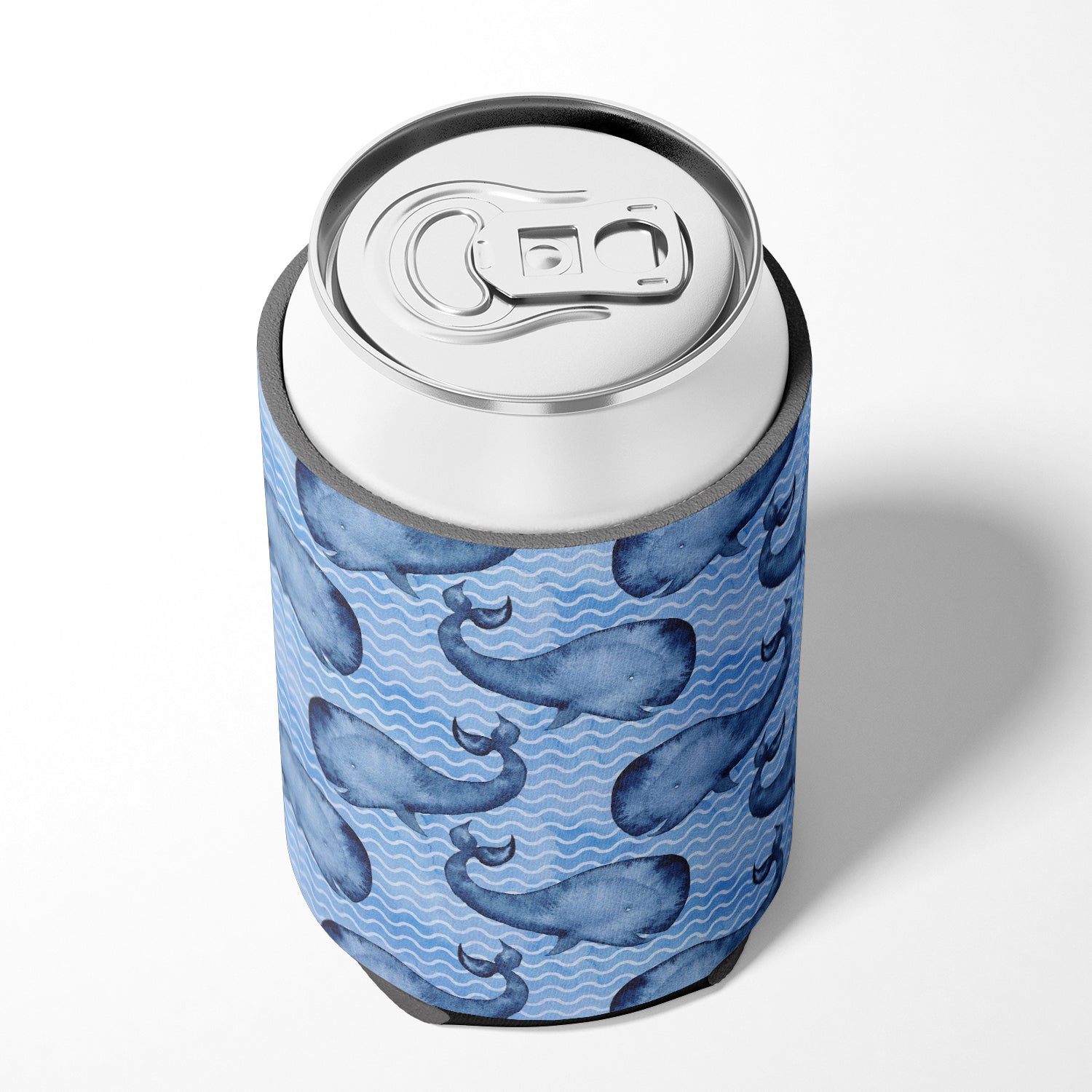 Beach Watercolor Whales Can or Bottle Hugger Cooler Sleeve for Standard 12 oz Cans, Insulated Foam Beer & Soda Can Hugger Reusable