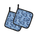 Beach Watercolor Whales Pot Holder Set of 2 Heat Resistant Quilted Hot Pads 7.5 x 7.5 Inch, Insulated Kitchen Trivets for Cooking & Baking