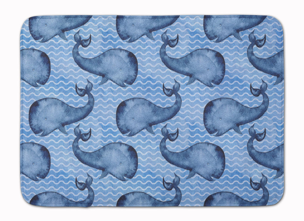 Beach Watercolor Whales Memory Foam Kitchen Mat Machine Washable Anti-Fatigue Cushion Comfort Bath or Kitchen Rug